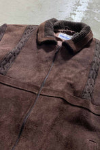 画像をギャラリービューアに読み込む, 80&#39;S SUEDE LEATHER ACRYLIC KNIT JACKET / BROWN [SIZE: XL USED]

