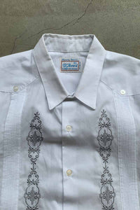 MADE IN MEXICO 80'S S/S EMBROIDERY DESIGN SHIRT / WHITE [SIZE: XL USED]