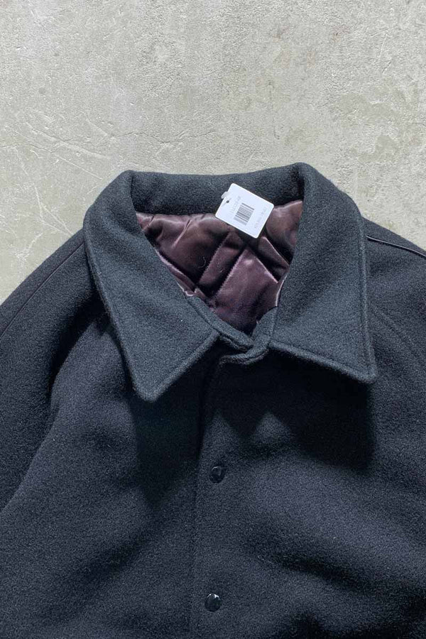 MADE IN USA 90'S 89.9FM BACK EMBROIDERY WOOL STADIUM JACKET W/QUILTING LINER / BLACK [SIZE: L USED]