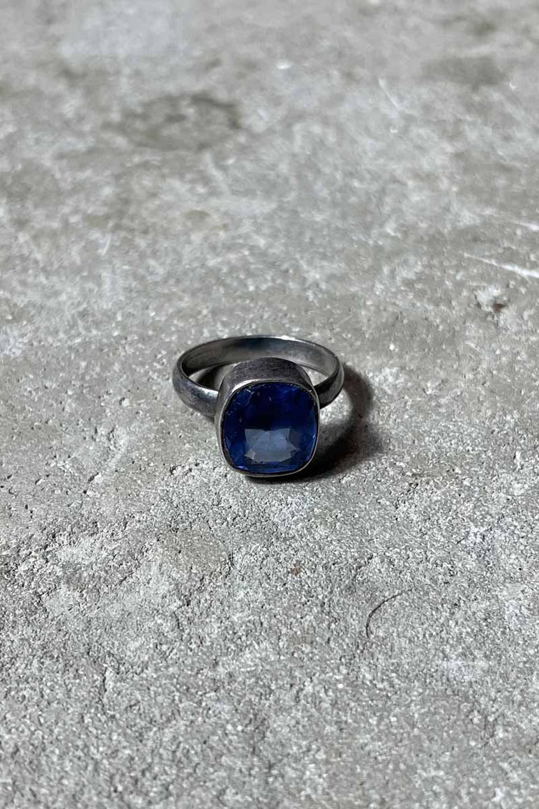 SILVER RING W/GLASS STONE [SIZE: 17号相当 USED]