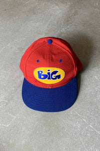 MADE IN USA 90'S BIG LOGO EMBROIDERY TOWN TONE 6PANEL CAP / RED / BLUE [SIZE: ONE SIZE USED]