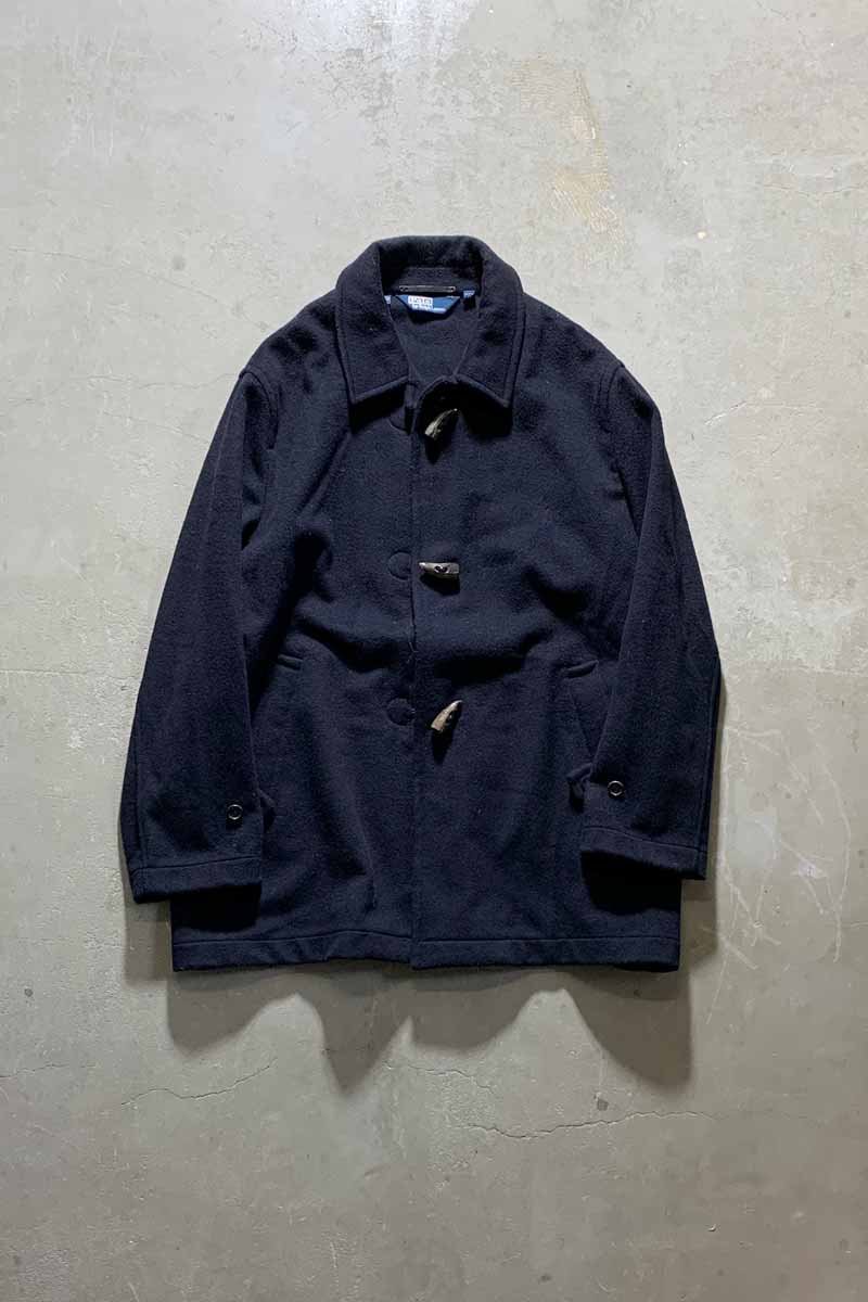 80-90s TOGGLE BUTTON WOOL COAT / BLACK [SIZE: 2XL USED]