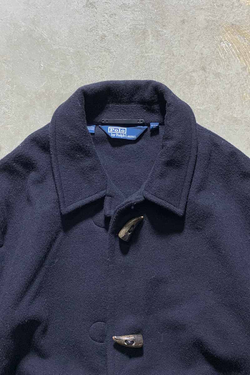 80-90s TOGGLE BUTTON WOOL COAT / BLACK [SIZE: 2XL USED]