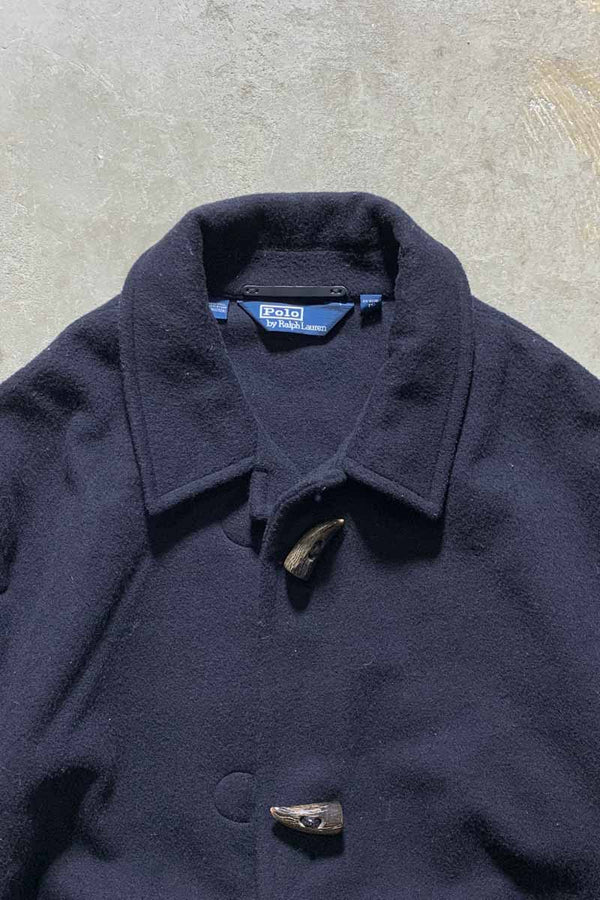 80-90s TOGGLE BUTTON WOOL COAT / BLACK [SIZE: 2XL USED]