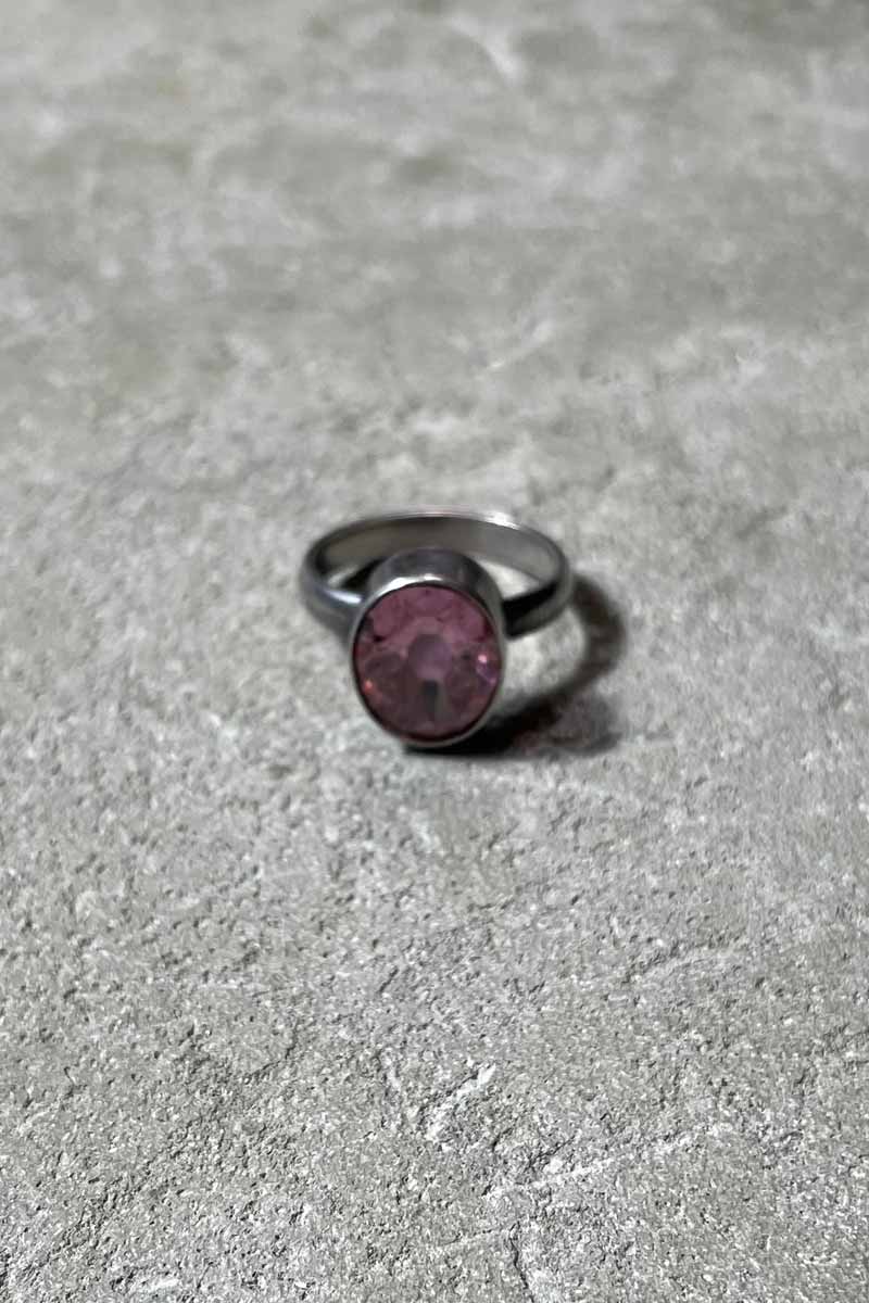 SILVER RING W/GLASS STONE [SIZE: US 7.5 USED]