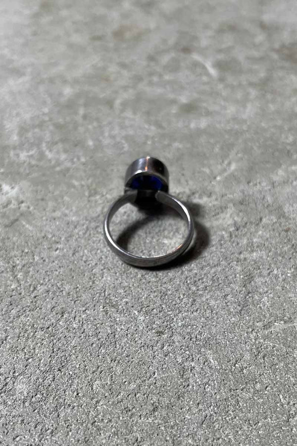 SILVER RING W/GLASS STONE [SIZE: US 8.5 USED]