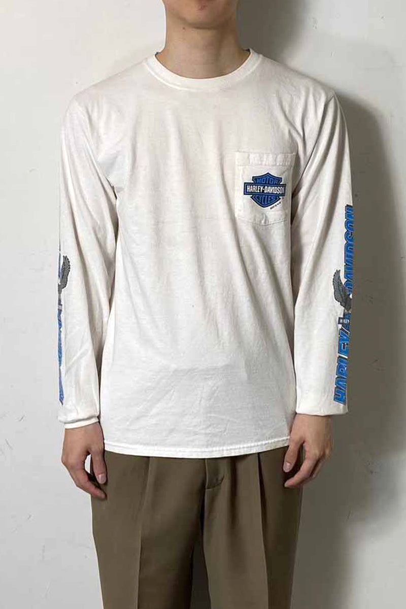 L/S BLACK HILLS BACK PRINT T-SHIRT / WHITE [SIZE: M USED]