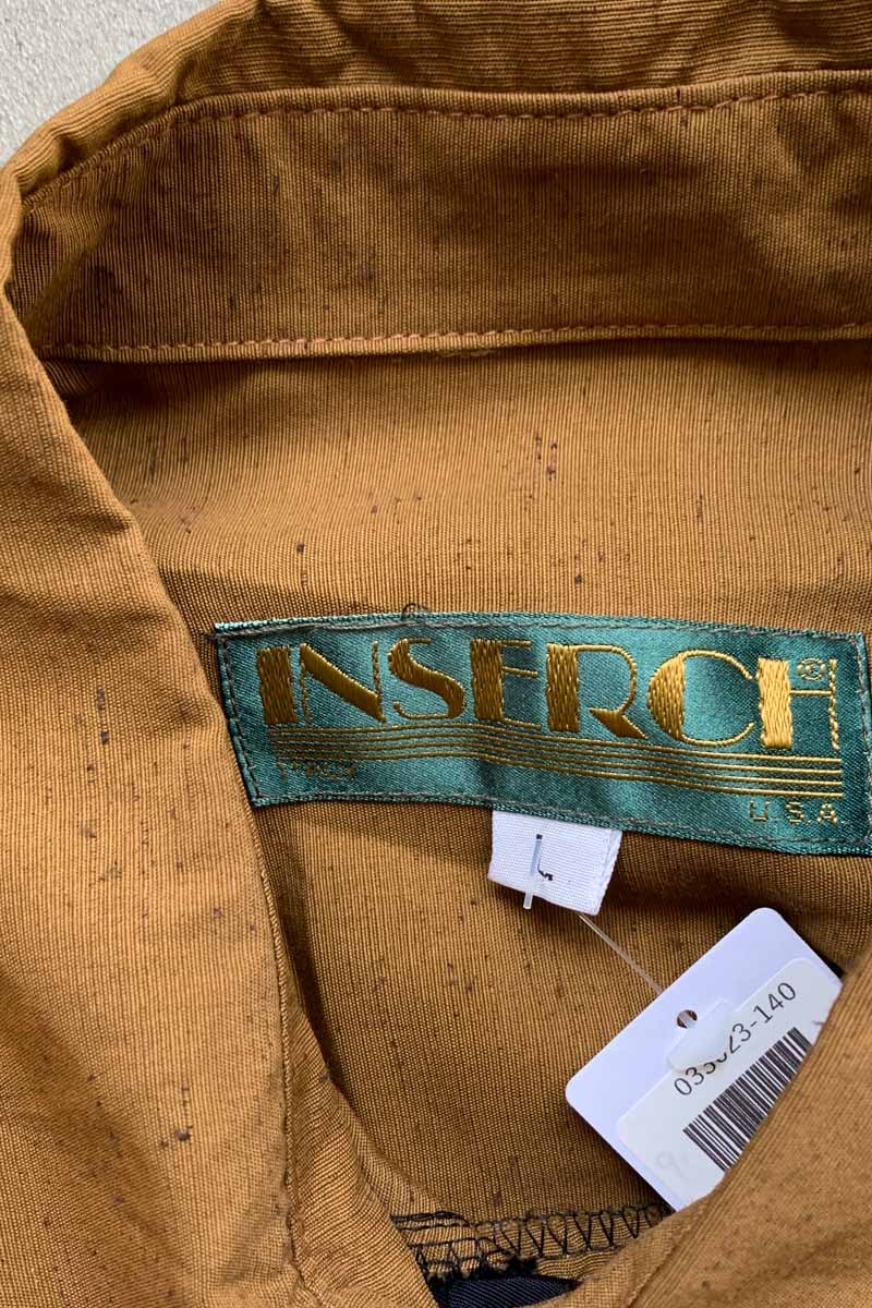 MADE IN USA 90'S L/S DESIGN RAYON SHIRT / BROWN [SIZE: L USED]