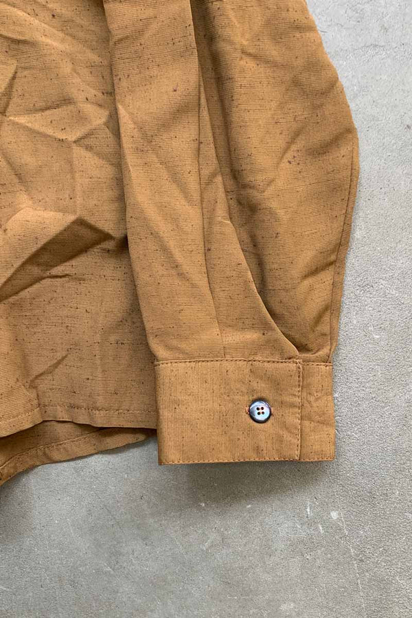 MADE IN USA 90'S L/S DESIGN RAYON SHIRT / BROWN [SIZE: L USED]
