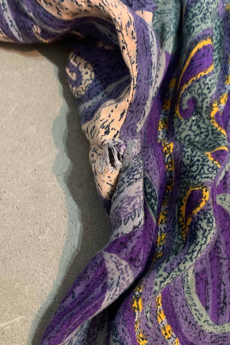 90'S S/S DESIGN ART RAYON SHIRT / PURPLE [SIZE: L USED]