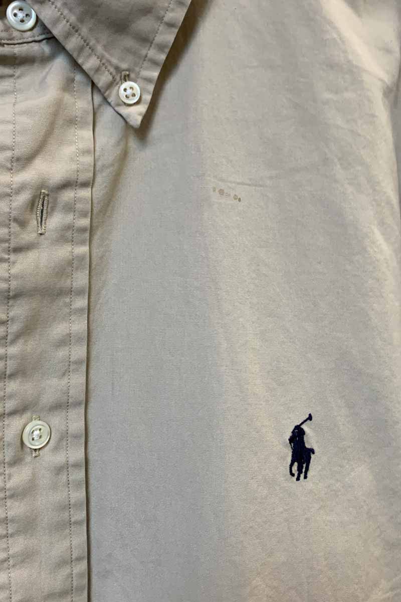 90'S L/S B.D TWO-PLY COTTON BLAKE SHIRT / BEIGE [SIZE: XL USED]