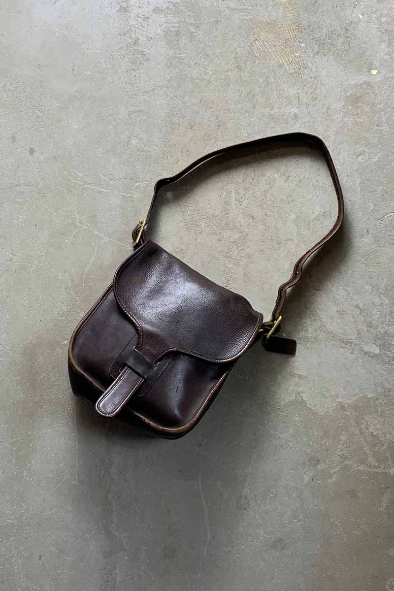 MADE IN USA 80'S MEDIUM LEATHER SHOULDER BAG / BROWN [SIZE: ONE SIZE USED]