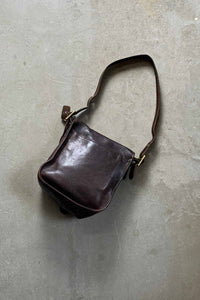 MADE IN USA 80'S MEDIUM LEATHER SHOULDER BAG / BROWN [SIZE: ONE SIZE USED]