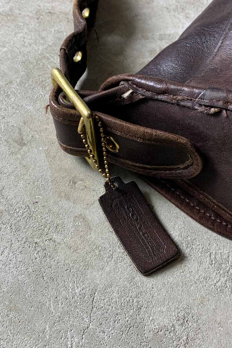 MADE IN USA 80'S MEDIUM LEATHER SHOULDER BAG / BROWN [SIZE: ONE SIZE USED]
