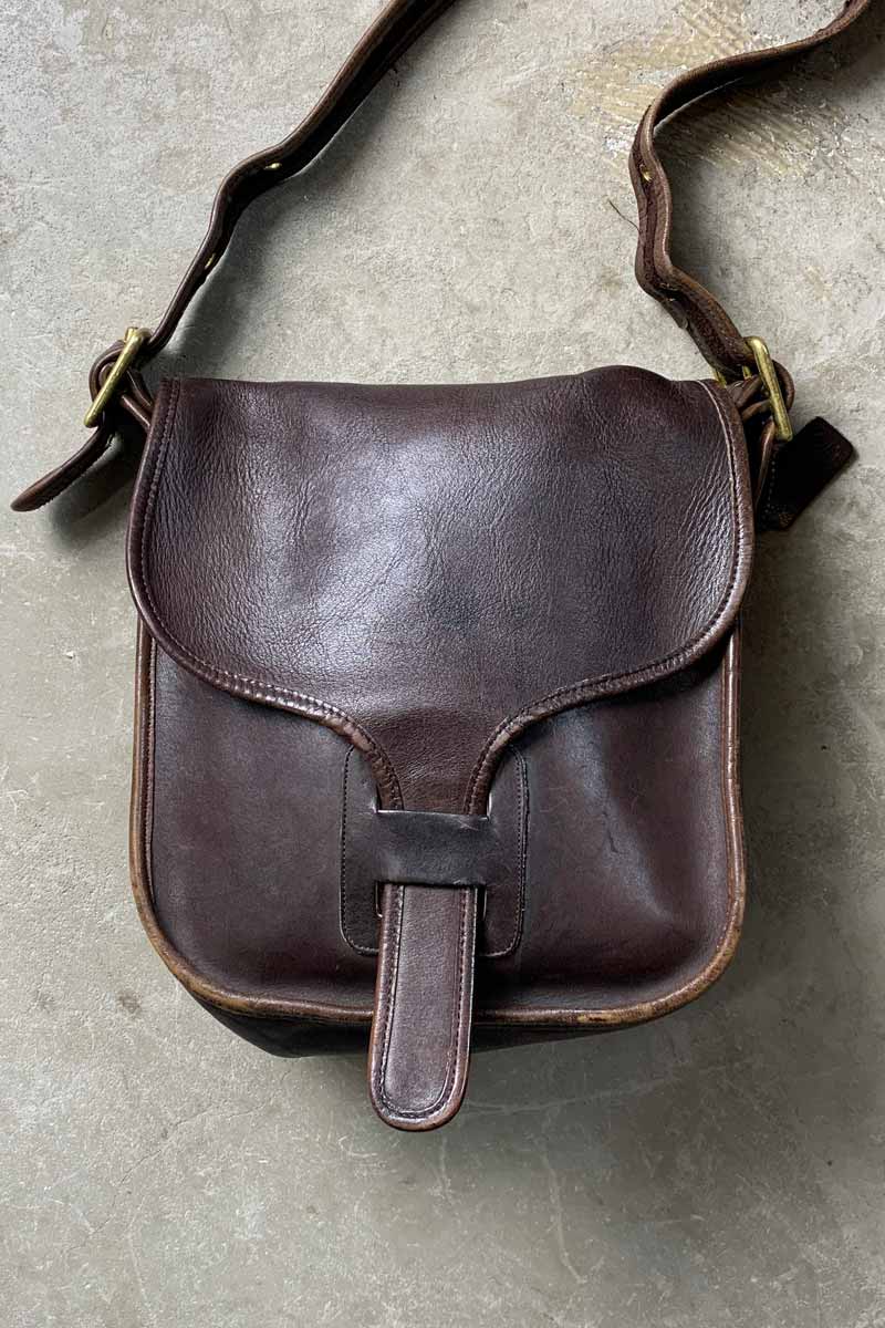 MADE IN USA 80'S MEDIUM LEATHER SHOULDER BAG / BROWN [SIZE: ONE SIZE USED]