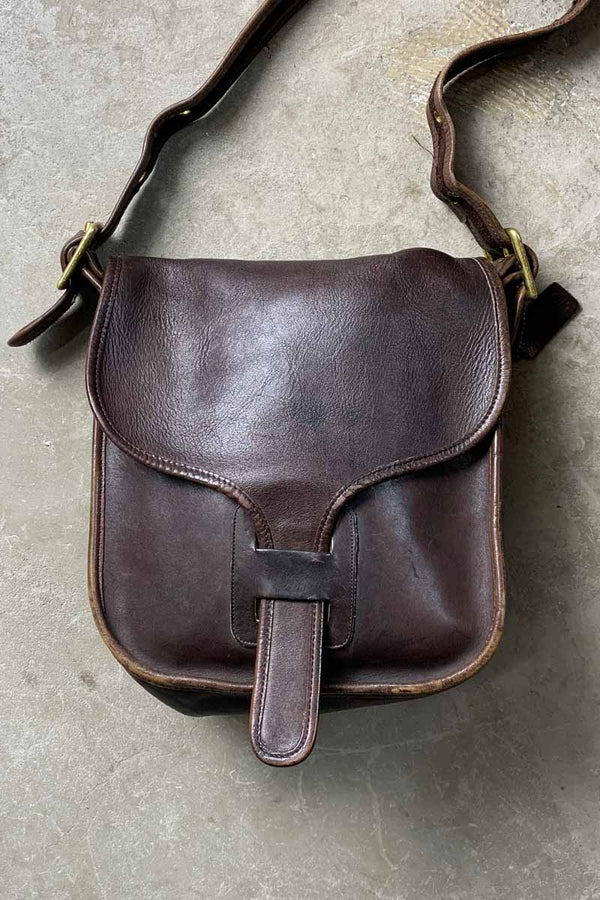 MADE IN USA 80'S MEDIUM LEATHER SHOULDER BAG / BROWN [SIZE: ONE SIZE USED]