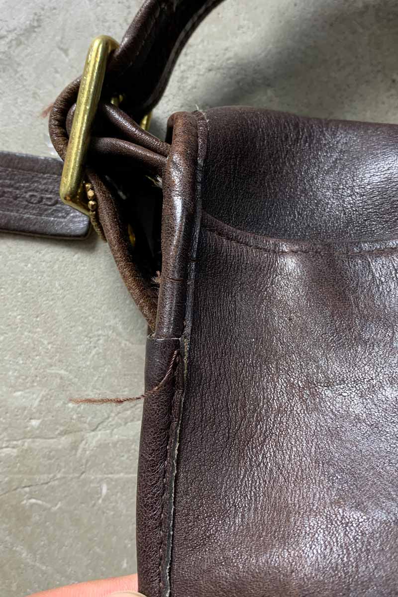 MADE IN USA 80'S MEDIUM LEATHER SHOULDER BAG / BROWN [SIZE: ONE SIZE USED]
