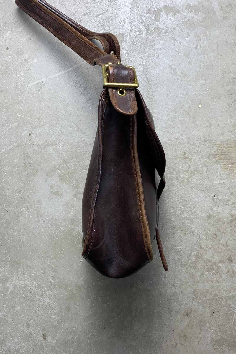 MADE IN USA 80'S MEDIUM LEATHER SHOULDER BAG / BROWN [SIZE: ONE SIZE USED]