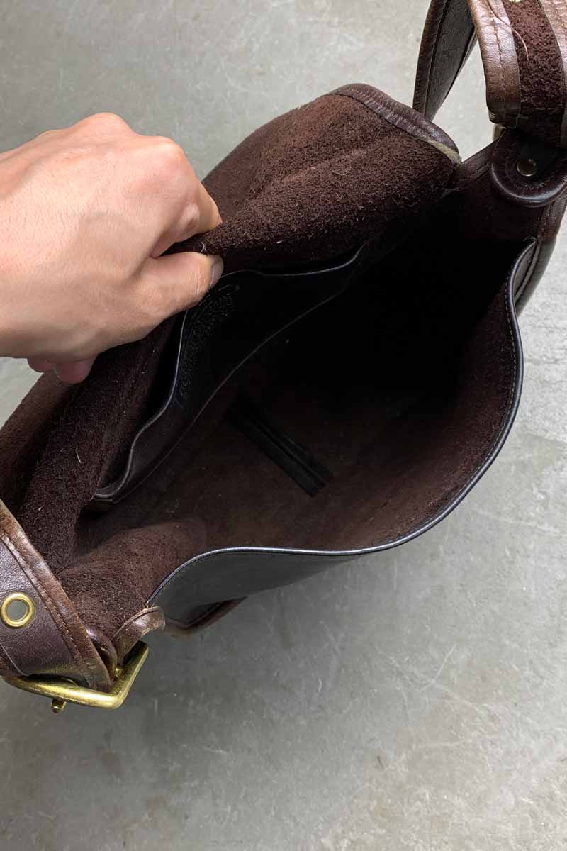 MADE IN USA 80'S MEDIUM LEATHER SHOULDER BAG / BROWN [SIZE: ONE SIZE USED]