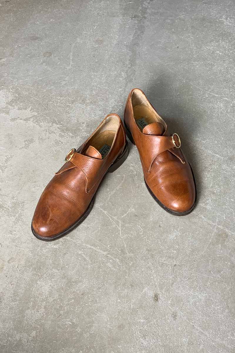 LEATHER STRAP SHOES / CAMEL [SIZE: US7.5 (equivalent to 25.5cm) USED]