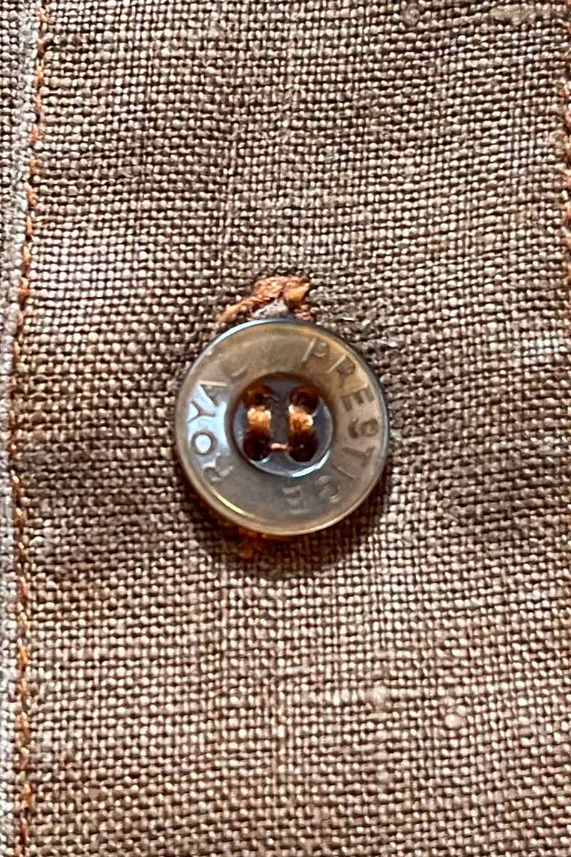 90'S CUBA LINEN S/S SHIRT / BROWN [SIZE: M USED]