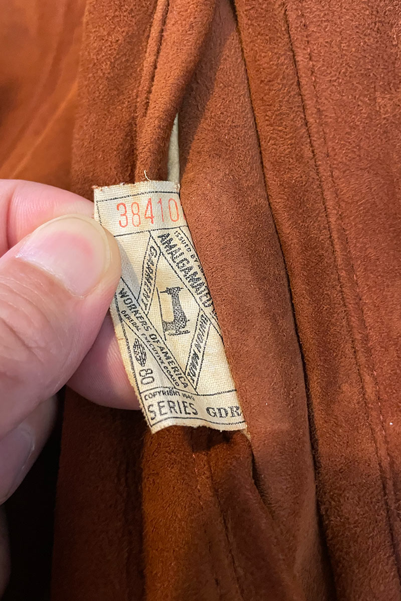 MADE IN USA 60'S SUEDE LEATHER JACKET W/UNION TAG 玉虫ライニング / BROWN  [SIZE: M USED]