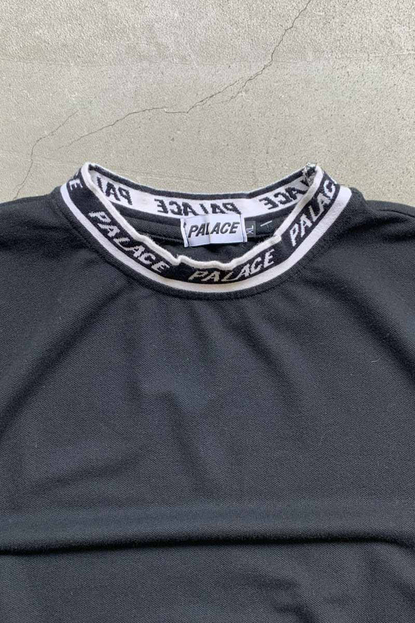 S/S NECK LOGO DESIGN T-SHIRT / BLACK [SIZE: XL USED]