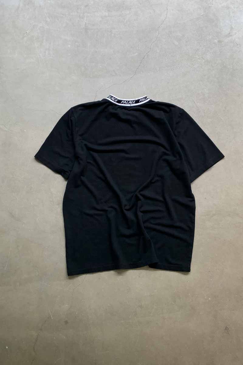S/S NECK LOGO DESIGN T-SHIRT / BLACK [SIZE: XL USED]