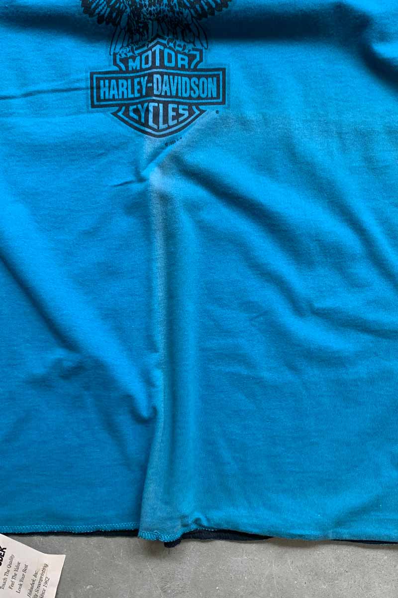MADE IN USA 99'S S/S BIG MOOSE BACK PRINT REVERSIBLE T-SHIRT / BLUE/BLACK [SIZE: L DEADSTOCK/NOS]