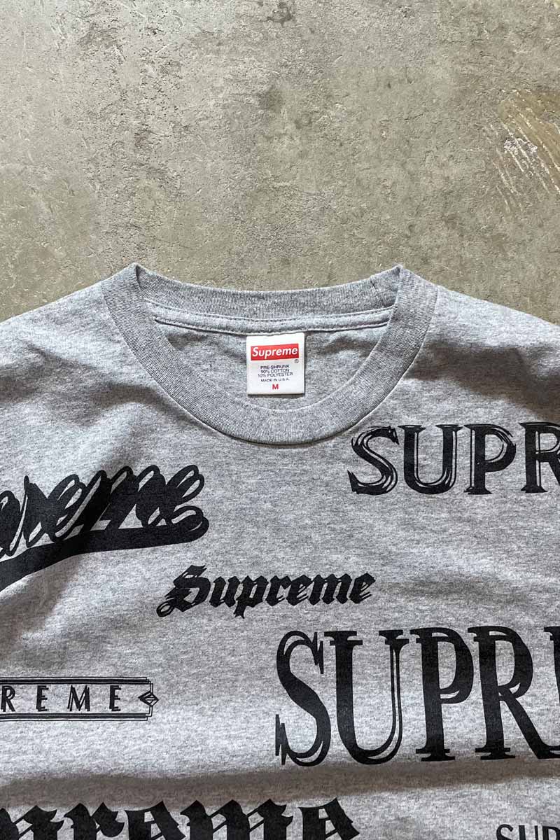20AW ALL OVER PRINT LOGO T-SHIRTS / GRAY [SIZE: M USED]