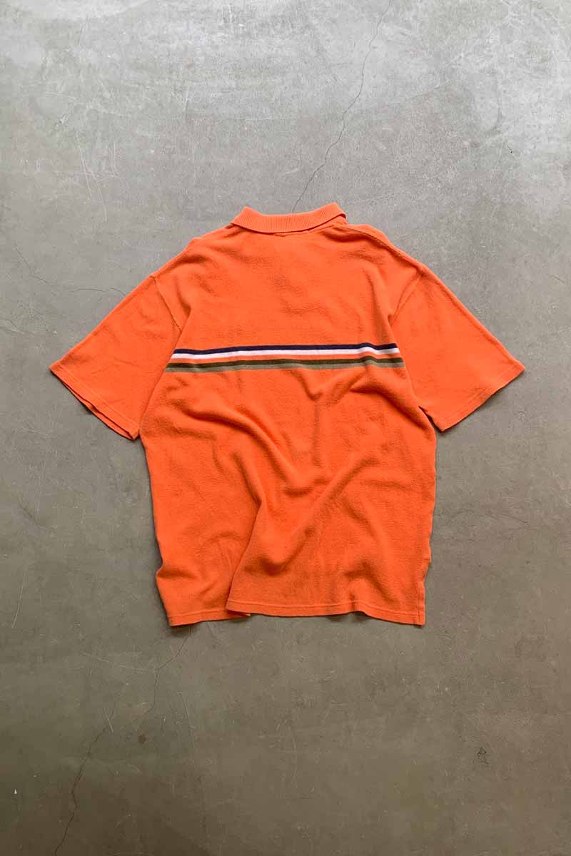 90'S S/S LINE KNIT POLO SHIRT / ORANGE [SIZE: M USED]