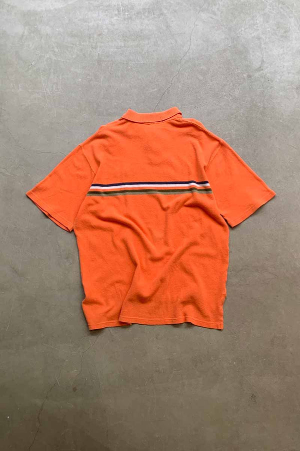 90'S S/S LINE KNIT POLO SHIRT / ORANGE [SIZE: M USED]
