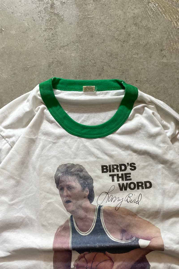 MADE IN USA 86'S NBA LARRY BIRD RINGER T-SHIRT / WHITE [SIZE: L USED]