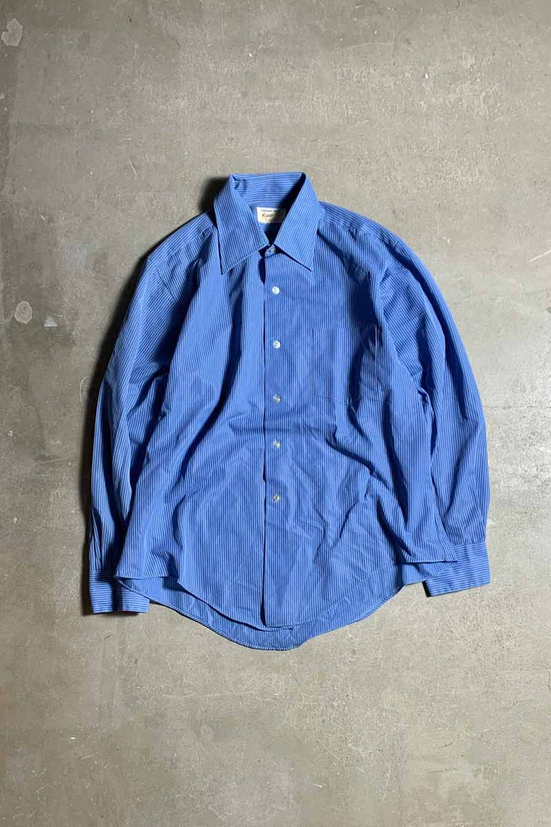 70'S L/S PERMANENT PRESS STRIPE SHIRT / BLUE [SIZE: M USED]
