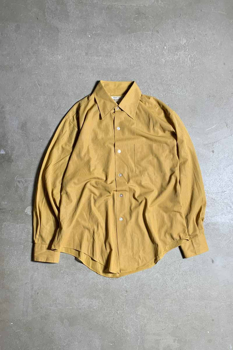 70'S L/S PERMANENT PRESS STRIPE SHIRT / YELLOW [SIZE: M USED]