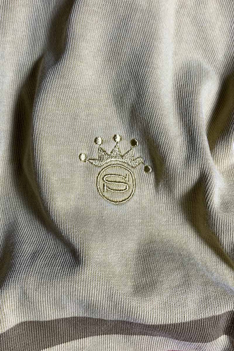 L/S BORDER DESIGN RUGBY SHIRT / MUSTARD [SIZE: L USED]