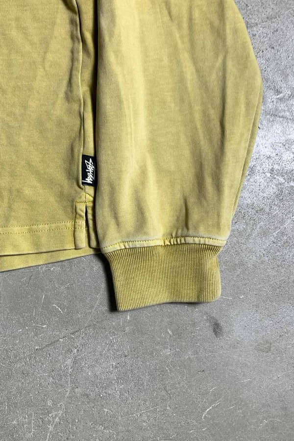 L/S BORDER DESIGN RUGBY SHIRT / MUSTARD [SIZE: L USED]