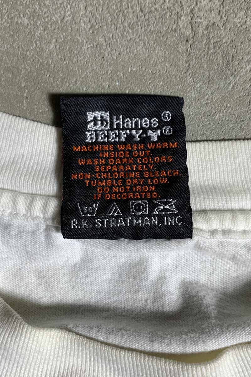MADE IN USA 90-00'S L/S BARTELS' PRINT MOTOR CYCLE T-SHIRT / WHITE [SIZE: L USED]
