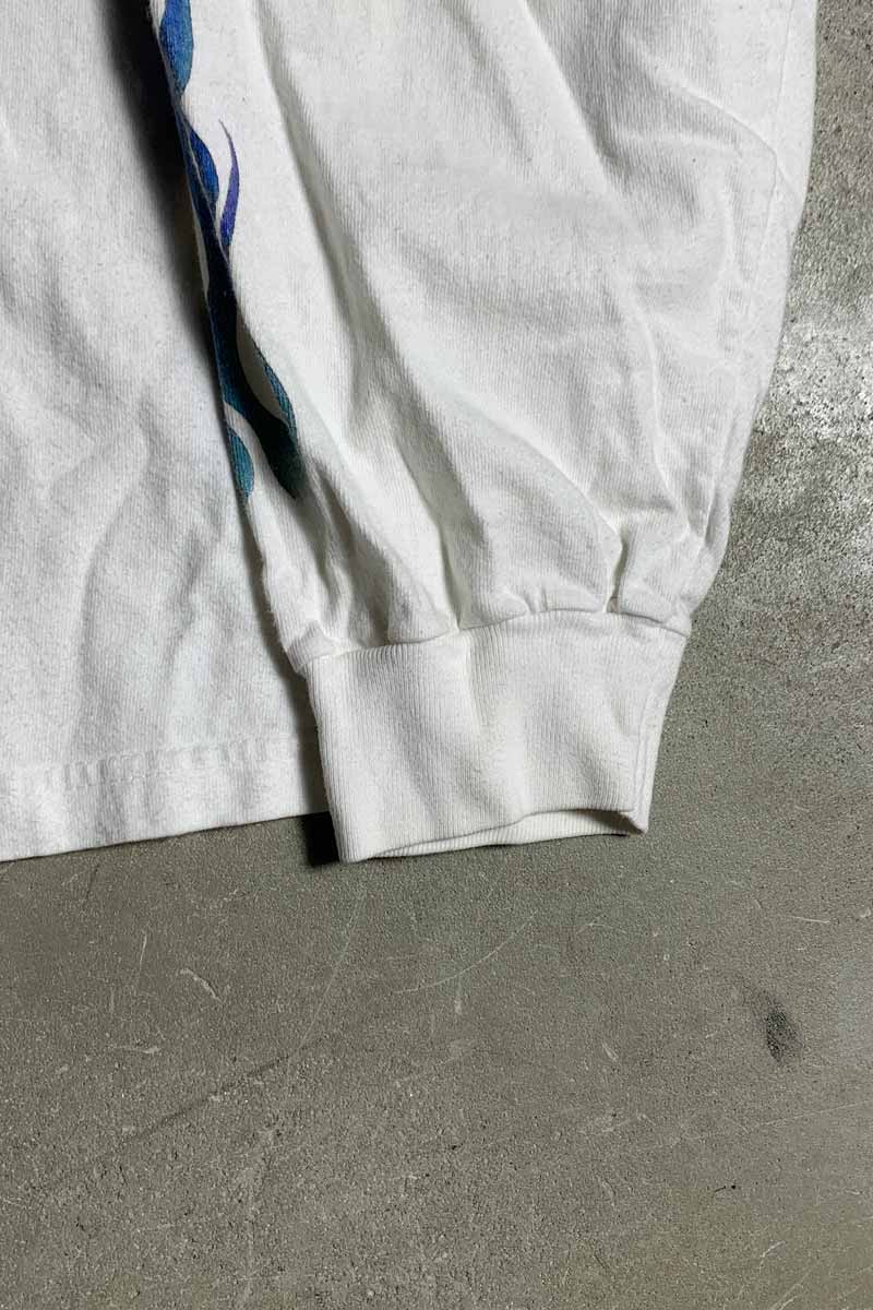 MADE IN USA 90-00'S L/S BARTELS' PRINT MOTOR CYCLE T-SHIRT / WHITE [SIZE: L USED]