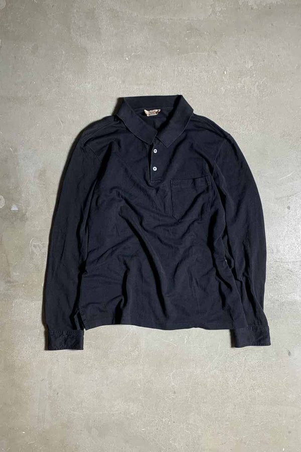 MADE IN ITALY 90'S L/S POLO SHIRT / BLACK [SIZE: XL USED]
