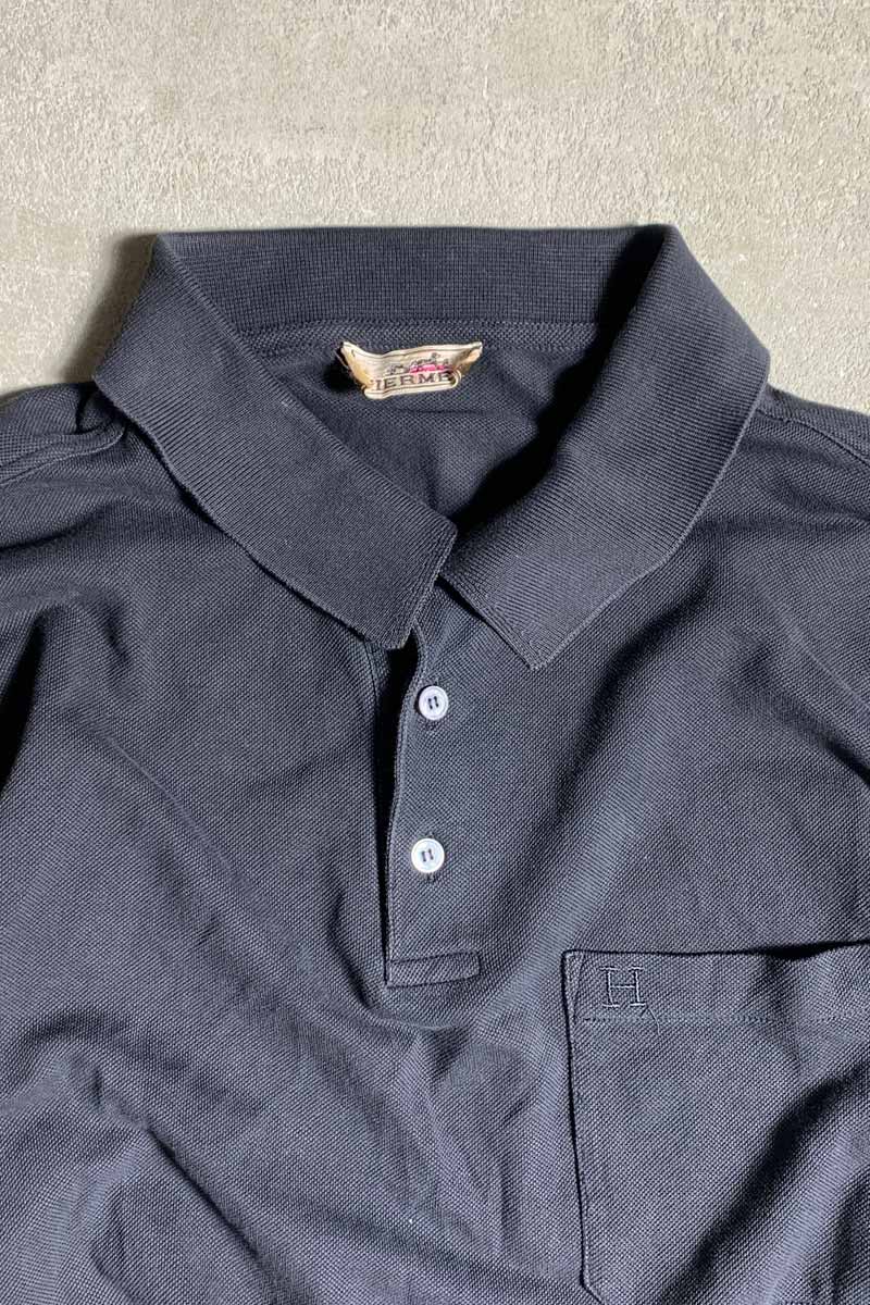 MADE IN ITALY 90'S L/S POLO SHIRT / BLACK [SIZE: XL USED]
