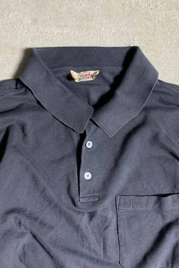 MADE IN ITALY 90'S L/S POLO SHIRT / BLACK [SIZE: XL USED]
