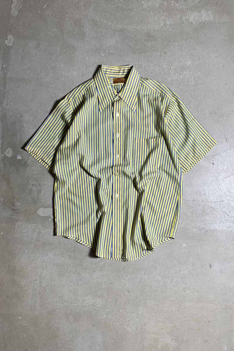60-70'S S/S VANOPRESS STRIPE SHIRT / YELLOW [SIZE: XL USED]
