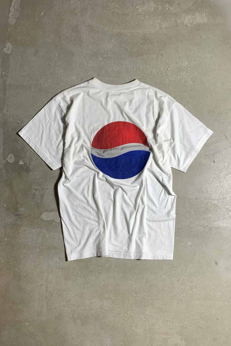 MADE IN MEXICO 90'S S/S PIZZA HUT PEPSI PRINT ADVERTISING T-SHIRT / WHITE [SIZE: XL USED]