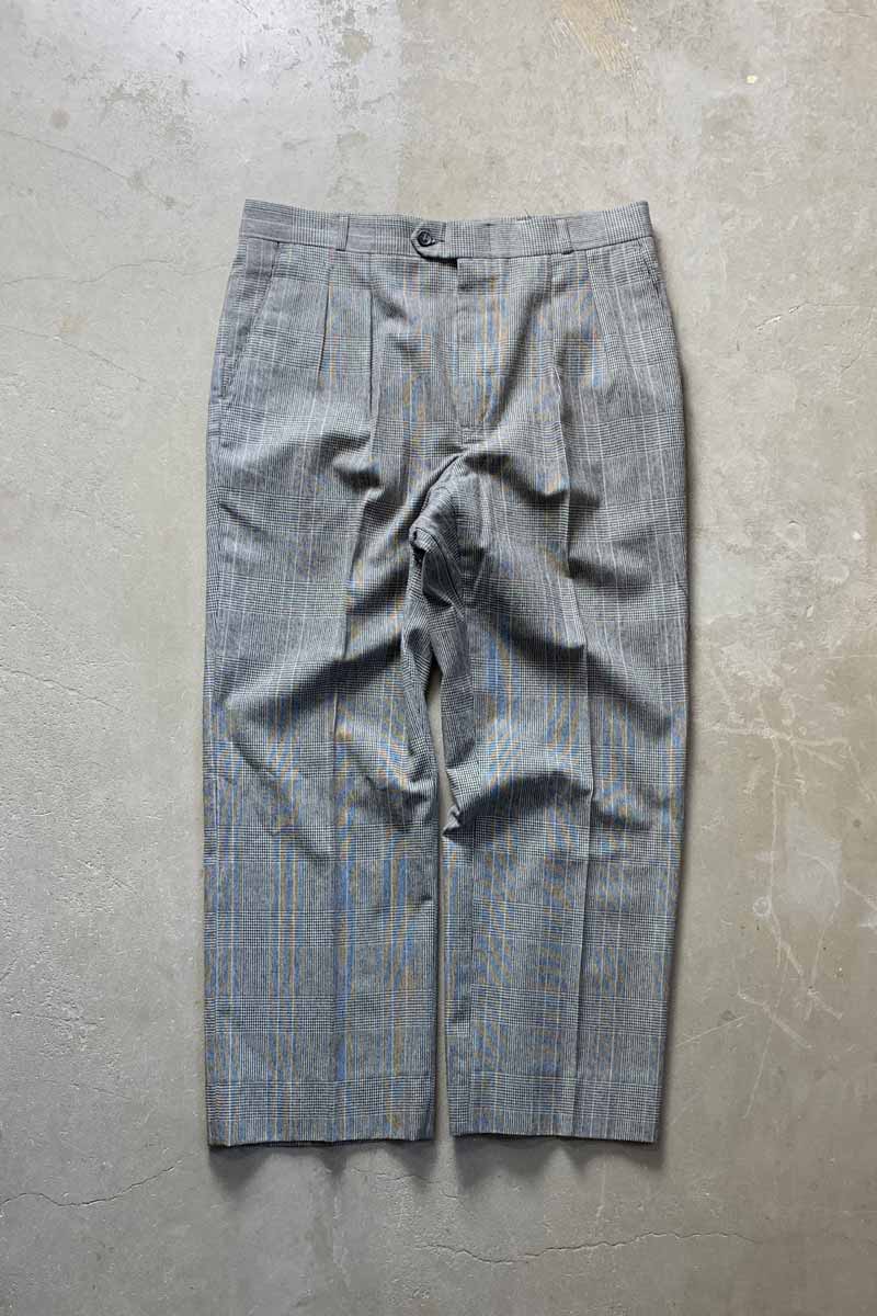 MADE IN USA 90'S GLEN CHECK SLACKS PANTS / GRAY [SIZE: W32L29 equivalent USED]