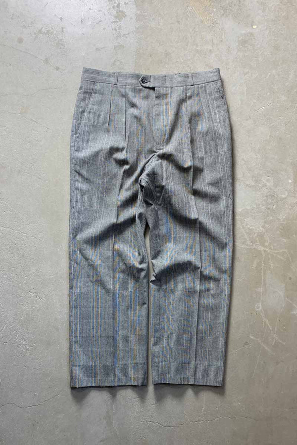MADE IN USA 90'S GLEN CHECK SLACKS PANTS / GRAY [SIZE: W32L29 equivalent USED]