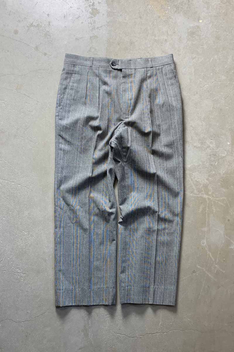 MADE IN USA 90'S GLEN CHECK SLACKS PANTS / GRAY [SIZE: W32L29相当 USED]