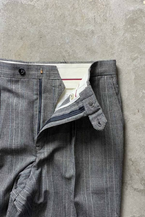 MADE IN USA 90'S GLEN CHECK SLACKS PANTS / GRAY [SIZE: W32L29 equivalent USED]