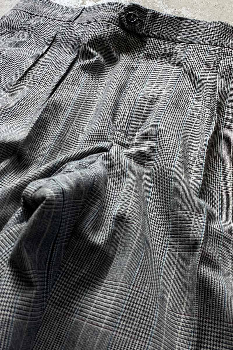 MADE IN USA 90'S GLEN CHECK SLACKS PANTS / GRAY [SIZE: W32L29 equivalent USED]