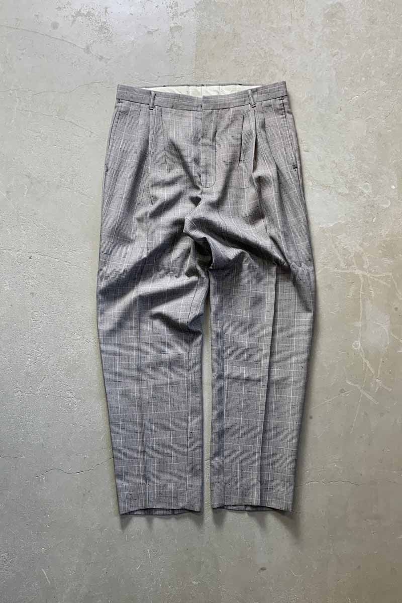 MADE IN USA 90'S GLEN CHECK SLACKS PANTS / GRAY [SIZE: W32L30 equivalent USED]